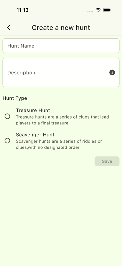 Backyard Hunt create hunt form