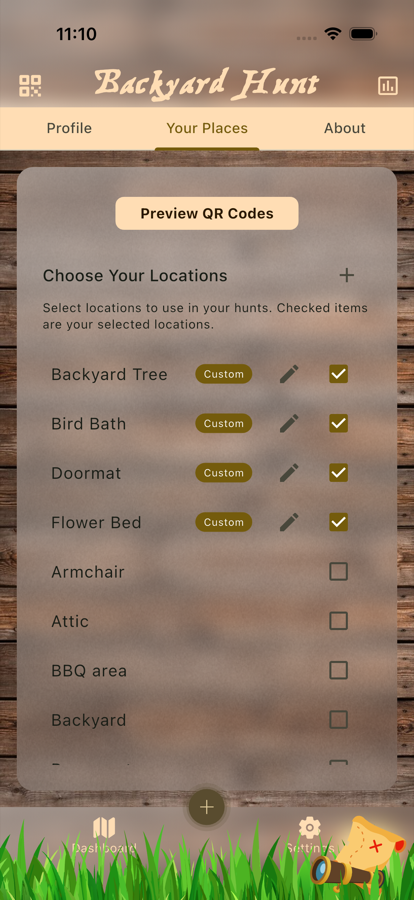 Backyard Hunt Locations and Hints settings